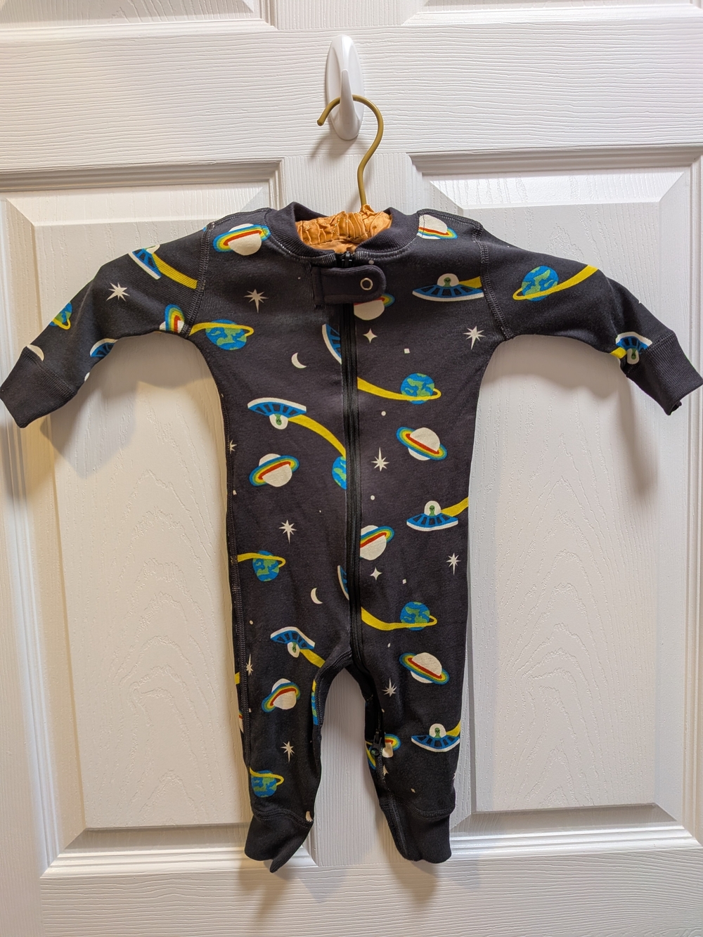 Hanna Andersson Dark Gray Space-Print One-Piece 3-6 Mo. NWOT